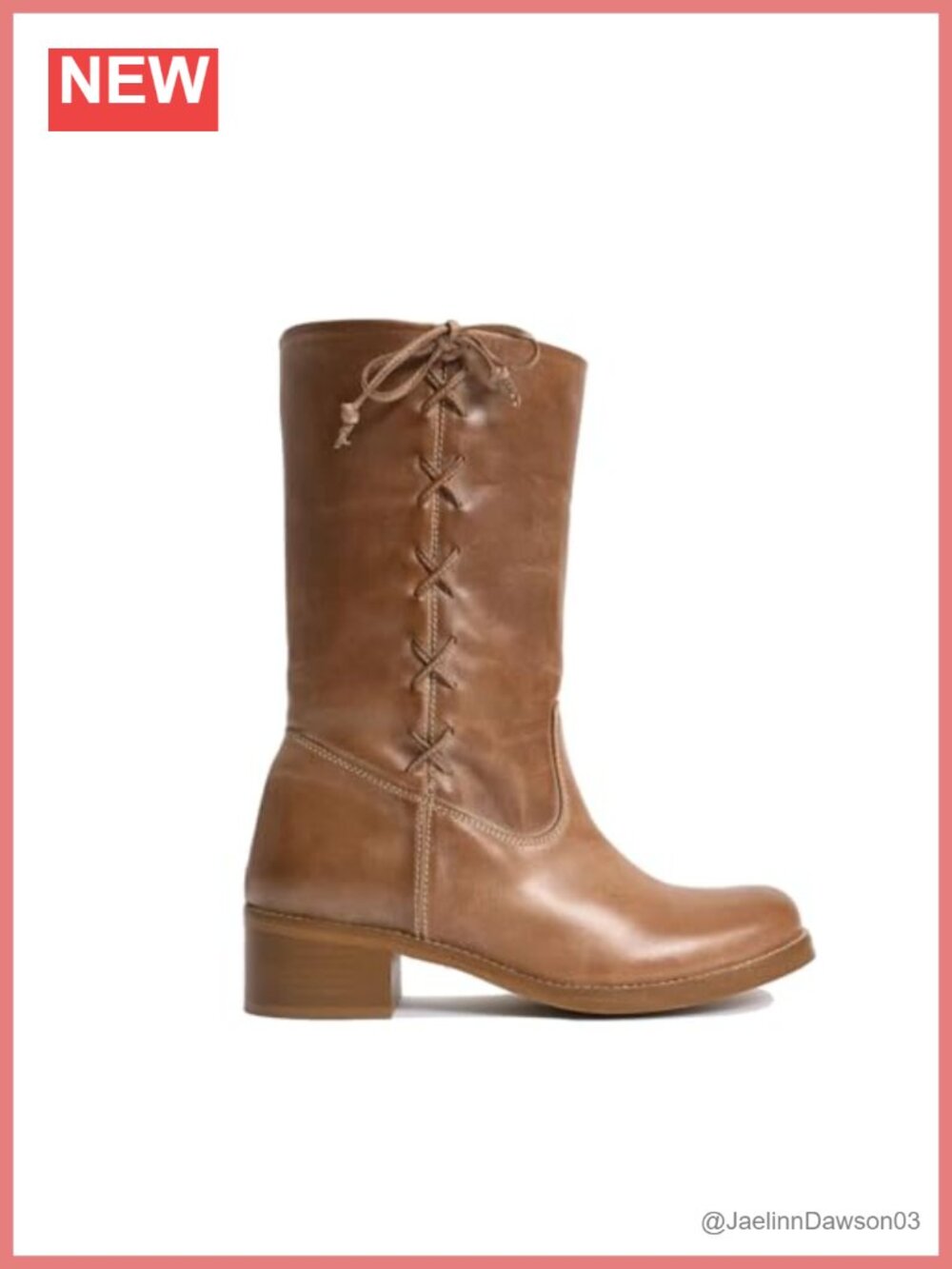 Agodor Campus Mid Calf Boots Side-Lace Faux Leather Pull On